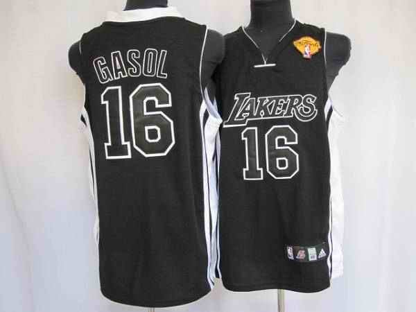 Lakers #16 Pau Gasol Stitched Black Shadow Final Patch NBA Jersey