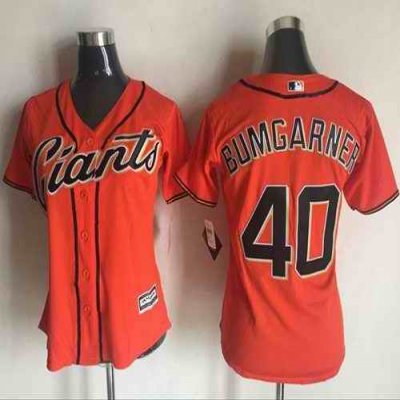 Giants #40 Madison Bumgarner Orange Women's Alternate Stitched MLB Jersey