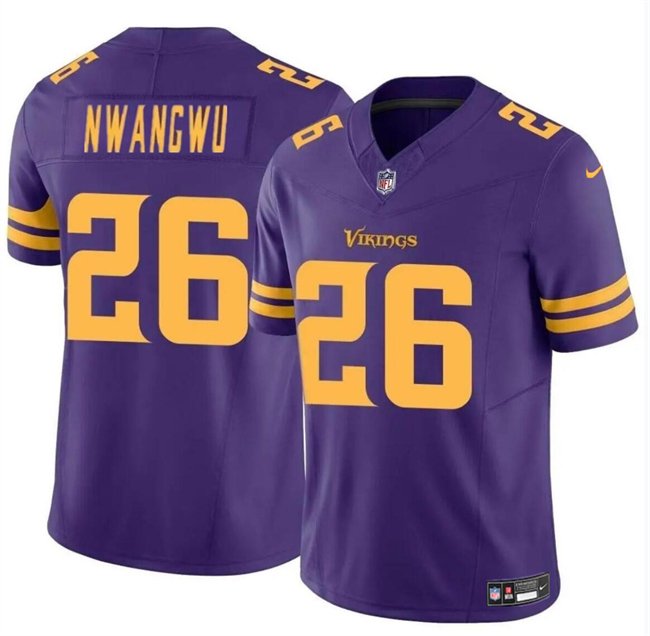 Youth Minnesota Vikings #26 Kene Nwangwu Purple 2023 F.U.S.E. Color Rush Untouchable Limited Stitched Jersey