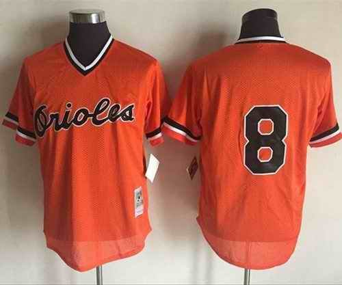 Mitchell And Ness 1988 Orioles #8 Cal Ripken Orange Throwback Stitched MLB Jersey