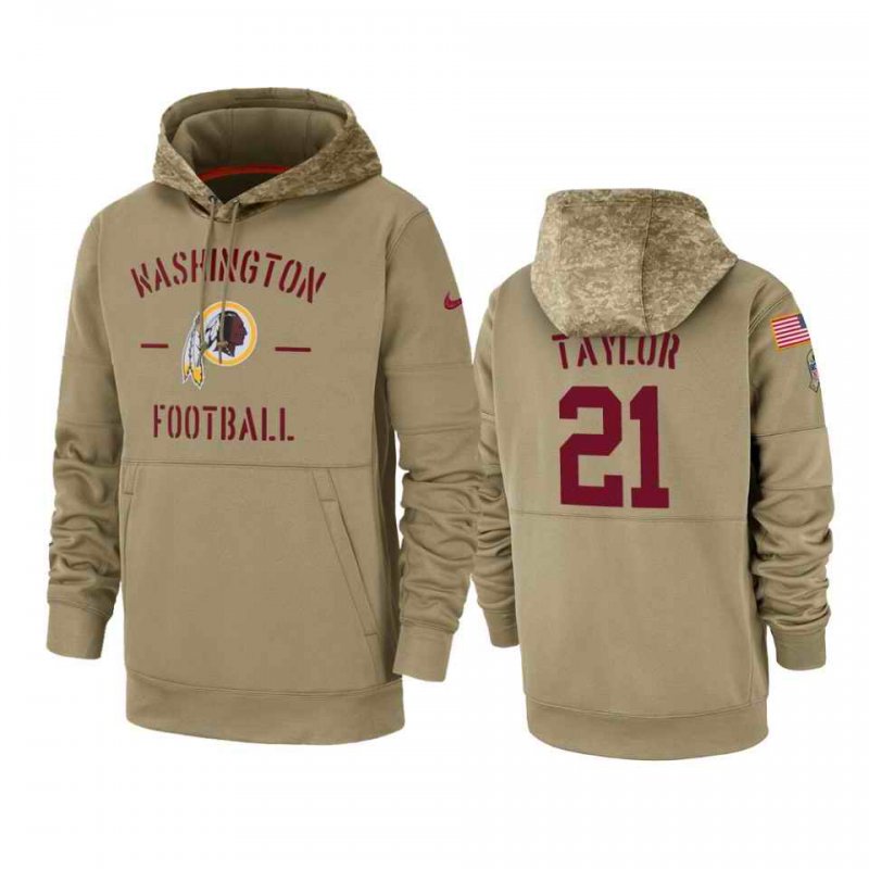 Men's Washington Redskins  #21 Sean Taylor Tan 2019 Salute to Service Sideline Therma Pullover Hoodie