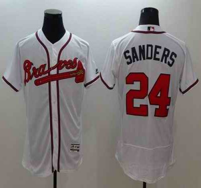 Braves #24 Deion Sanders White Flexbase Authentic Collection Stitched MLB Jersey