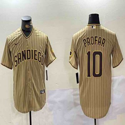 Men's San Diego Padres #10 Jurickson Profar Tan Cool Base Stitched Baseball Jersey