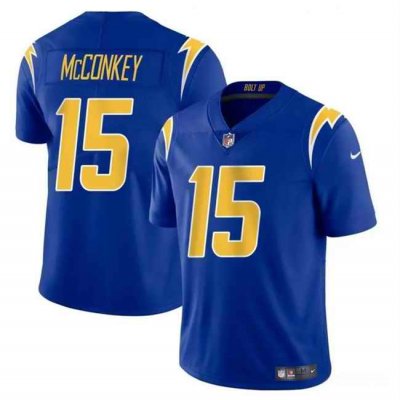 Men's Los Angeles Chargers #15 Ladd McConkey Royal 2024 Draft Vapor Limited Stitched Football Jersey