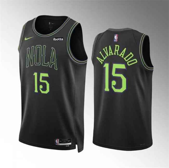 Men's New Orleans Pelicans #15 Jose Alvarado Black City Edition Stitched Basketball Jersey