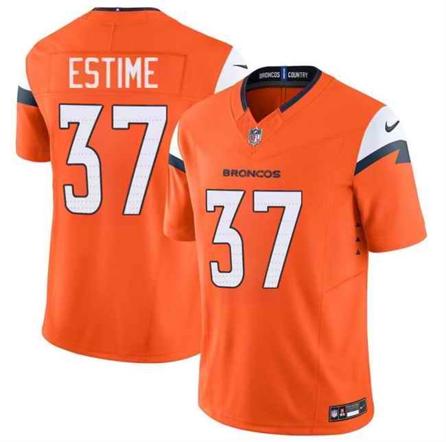 Men's Denver Broncos #37 Audric Estime Orange 2024 F.U.S.E. Vapor Limited Stitched Football Jersey