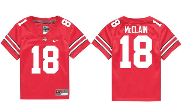 Men's Ohio State Buckeyes #18 Jaylen McClain Red Stitched Football Jersey