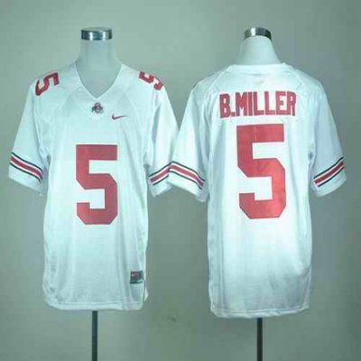 Buckeyes #5 Braxton Miller White Stitched NCAA Jersey