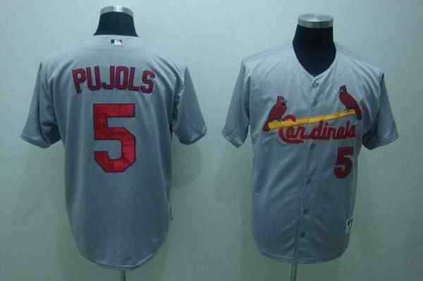 Cardinals #5 Albert Pujols Stitched Grey MLB Jersey