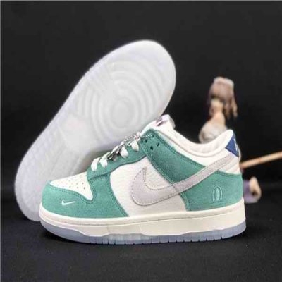 Women's Dunk Low SB Green/White Shoes 069