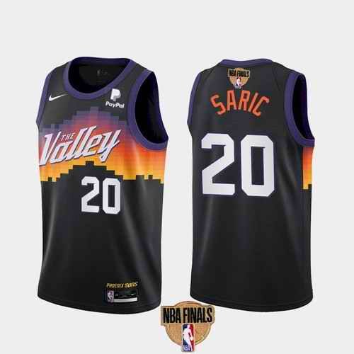 Men's Phoenix Suns #20 Dario Saric 2021 Black NBA Finals City Edition Stitched Jersey