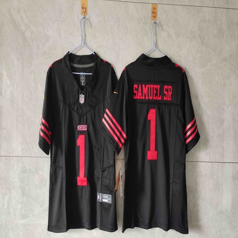 Women's San Francisco 49ers #1 Deebo Samuel Sr. Black F.U.S.E Vapor Untouchable Stitched Jersey(Run Small)