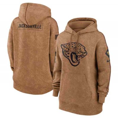 Women's Jacksonville Jaguars 2023 Brown Salute to Service Pullover Hoodie(Run Small)