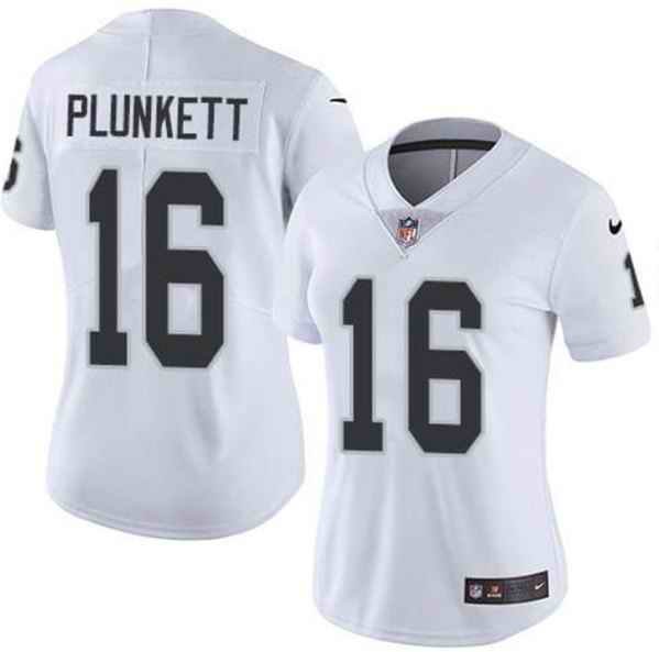 Women's Las Vegas Raiders #16 Jim Plunkett White Vapor Untouchable Limited Stitched Jersey(Run Small)