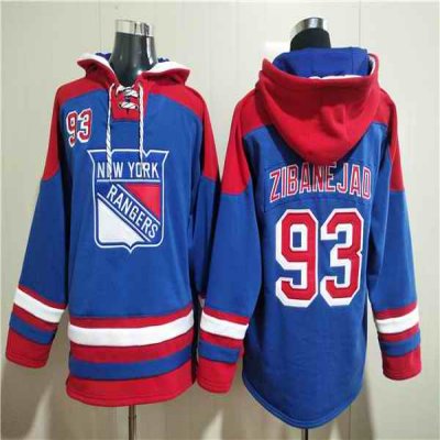 Men's New York Rangers #93 Mika Zibanejad Blue Ageless Must-Have Lace-Up Pullover Hoodie