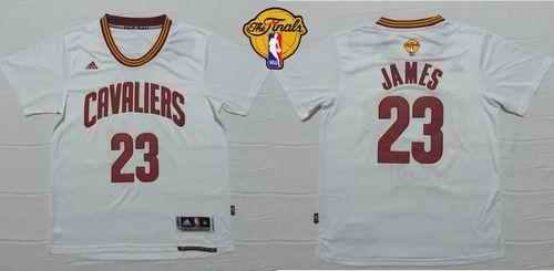 Cavaliers #23 LeBron James White Short Sleeve The Finals Patch Stitched NBA Jersey