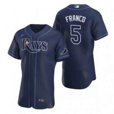 Men's Tampa Bay Rays #5 Wander Franco Navy Flex Base Stitched Jersey