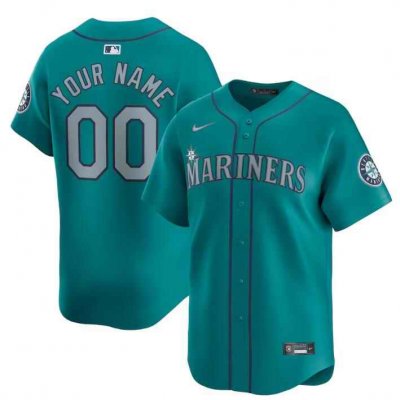 Men's Seattle Mariners Customized Aqua Alternate Limited Stitched Baseball jersey