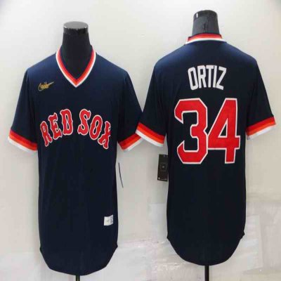 Men's Boston Red Sox #34 David Ortiz Navy Stitched Baseball Jersey