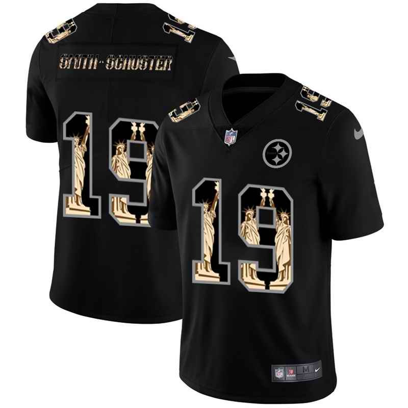 Men's Pittsburgh Steelers #19 JuJu Smith-Schuster 2019 Black Statue of Liberty Limited Stitched NFL Jersey