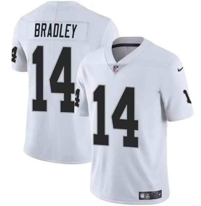 Men's Las Vegas Raiders #14 Carter Bradley White 2024 Vapor Stitched Football Jersey