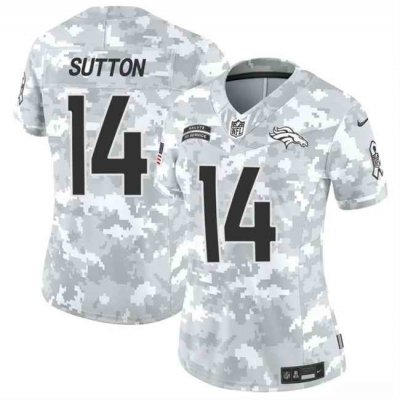 Women's Denver Broncos #14 Courtland Sutton 2024 F.U.S.E Arctic Camo Salute to Service Limited Stitched Jersey(Run Small)