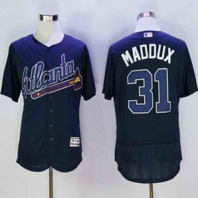 Braves #31 Greg Maddux Navy Blue Flexbase Authentic Collection Stitched MLB Jersey