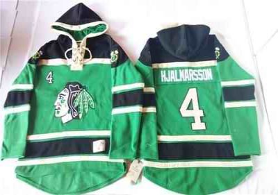 Blackhawks #4 Niklas Hjalmarsson Green St. Patrick's Day McNary Lace Hoodie Stitched NHL Jersey