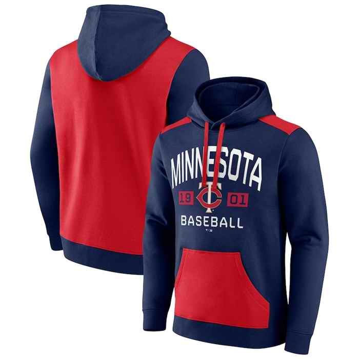 Men's Minnesota Twins Navy/Red Chip In Pullover Hoodie