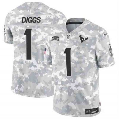 Men's Houston Texans #1 Stefon Diggs 2024 F.U.S.E Arctic Camo Salute to Service Limited Stitched Football Jersey