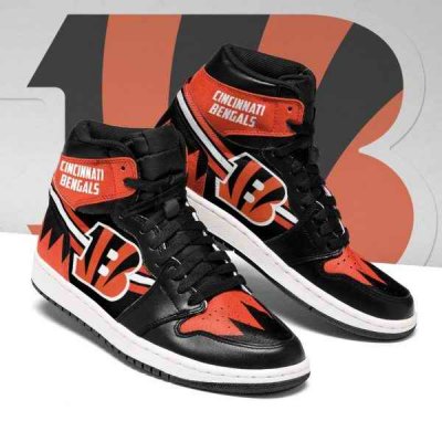 Women's Cincinnati Bengals High Top Leather AJ1 Sneakers 002