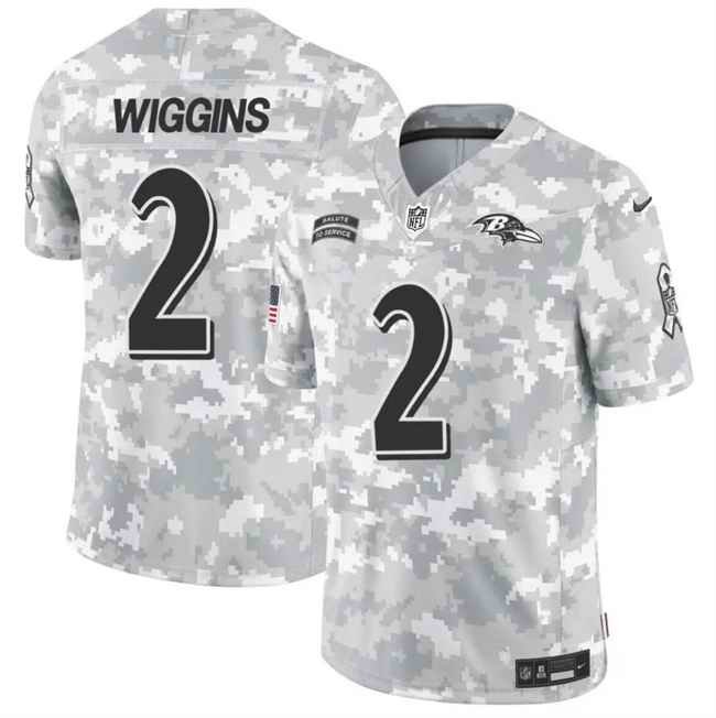 Men's Baltimore Ravens #2 Nate Wiggins 2024 F.U.S.E Arctic Camo Salute to Service Limited Stitched Football Jersey