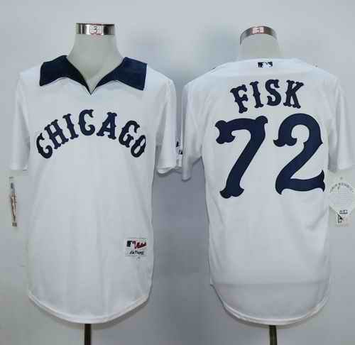 White Sox #72 Carlton Fisk White 1976 Turn Back The Clock Stitched MLB Jersey