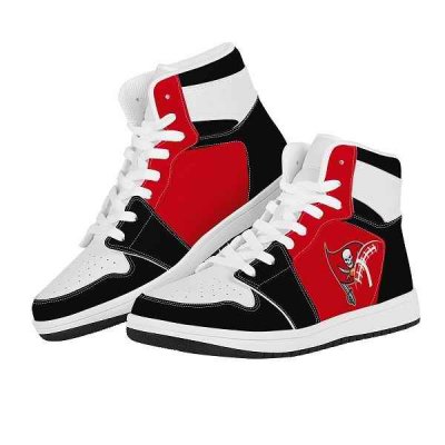 Women's Tampa Bay Buccaneers High Top Leather AJ1 Sneakers 001