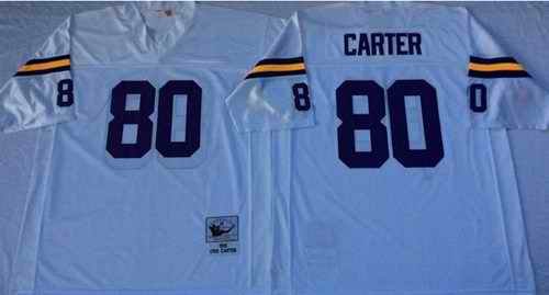 Mitchell And Ness Vikings #80 Cris Carter White Throwback Stitched NFL Jersey