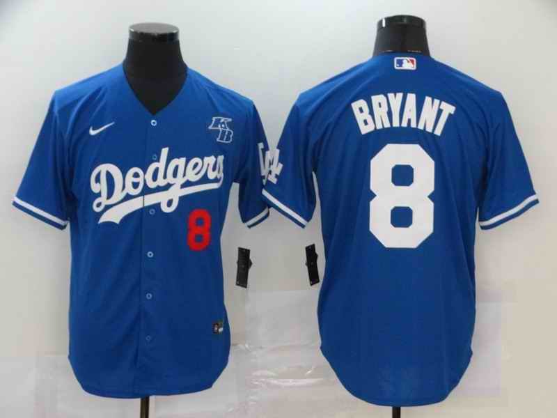 Men's Los Angeles Dodgers #8 Kobe Bryant Blue With KB Patch Cool Base Stitched Jersey