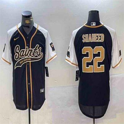 Men's New Orleans Saints #22 Rashid Shaheed Black/White 1987 Legacy Cool Base Stitched Baseball Jersey