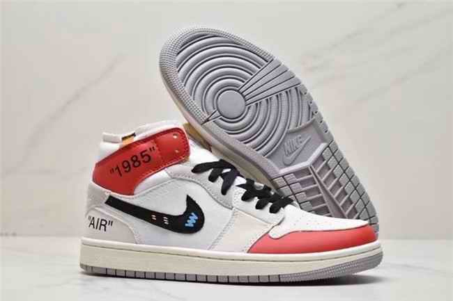 Women's Running Weapon Air Jordan 1 White/Red Shoes 0308