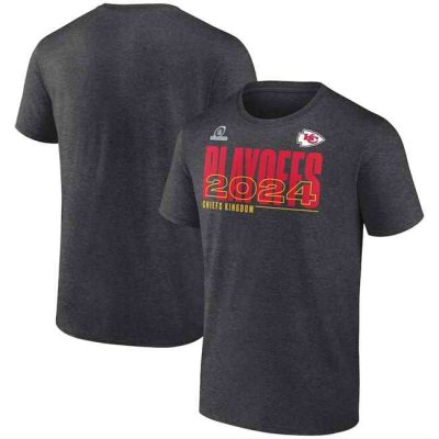 Men's Kansas City Chiefs Charcoal 2024 Playoffs T-Shirt