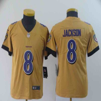 Youth Baltimore Ravens #8 Lamar Jackson Gold Inverted Legend Stitched NFL Jersey