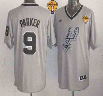 Spurs #9 Tony Parker Grey 2013 Christmas Day Swingman Finals Patch Stitched NBA Jersey