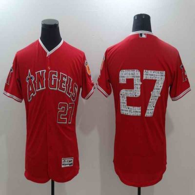 Men's Los Angeles Angels #27 Mike Trout Red Flex Base Stitched Baseball Jersey