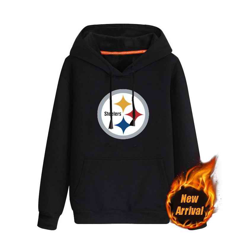 Men's Pittsburgh Steelers Black 70'cotton 30'polyester Cashmere Thickening version NFL Hoodie