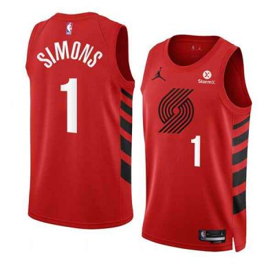 Men's Portland Trail Blazers #1 Anfernee Simons 2022/23 Red Statement Edition Swingman Stitched Basketball Jersey