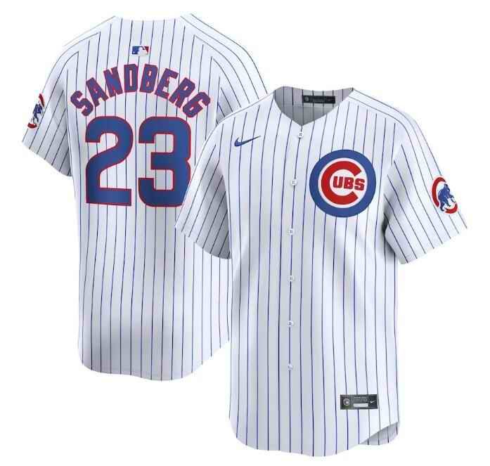 Men's Chicago Cubs #23 Ryne Sandberg White Home Limited Stitched Baseball Jersey