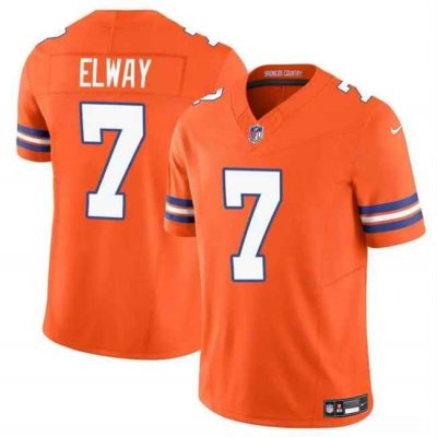 Men's Denver Broncos #7 John Elway Orange F.U.S.E. Mile High Collection 1977 Throwback Vapor Limited Stitched Football Jersey