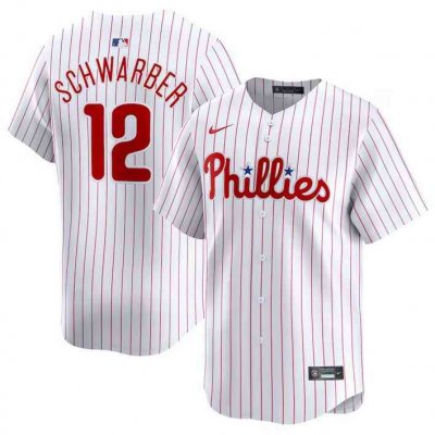 Men's Philadelphia Phillies #12 Kyle Schwarber White 2024 Home Limited Stitched Jersey