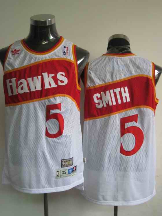 Hawks #5 Josh Smith White Stitched Throwback NBA Jersey