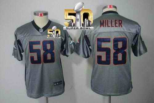 Nike Broncos #58 Von Miller Grey Shadow Super Bowl 50 Youth Stitched NFL Elite Jersey