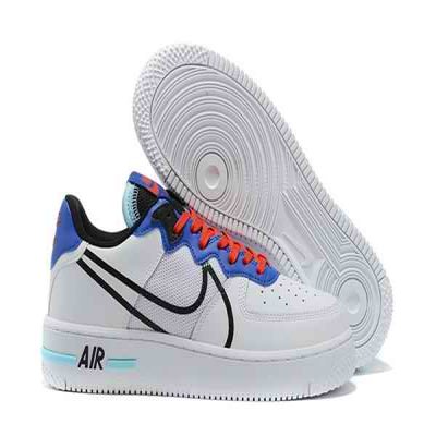 Men's Air Force 1 White/Black/Blue Shoes 067